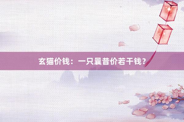 玄猫价钱：一只曩昔价若干钱？
